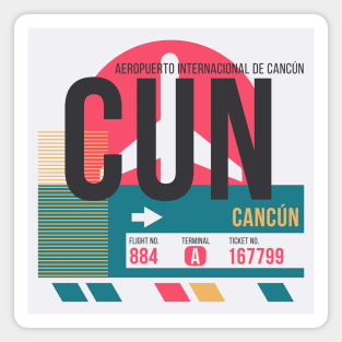 Cancun (CUN) Airport // Sunset Baggage Tag Magnet